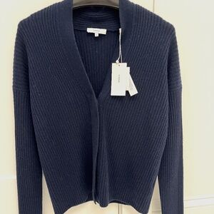 Vince NWT Ribbed Button-front Cashmere and Wool Cardigan sweater navy